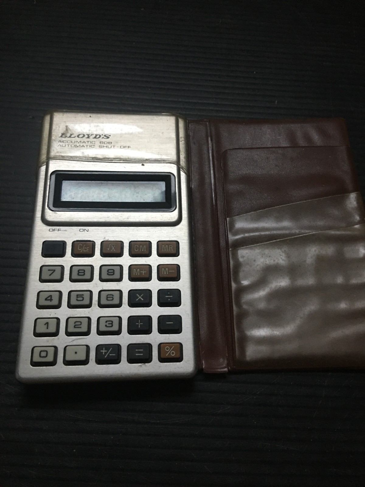 Vintage Lloyd’s Accumatic 608 Pocket Calculator with Protective Folding Case