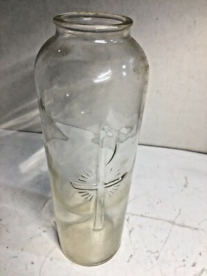 VINTAGE WILL & BAUMER SANCTOLITE GLASS BOTTLE WITH EMBOSSED CROSS & SWORD