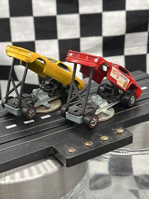 1970 Hot Wheels Redline Mustard Yellow Snake & Red Mongoose Funny Cars **NM**