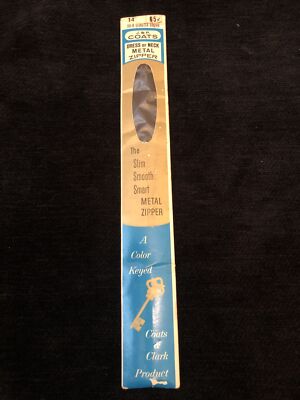Vintage J & P Coats Metal Zipper 14  Dress or Neck 56-B Cloister Brown NOS