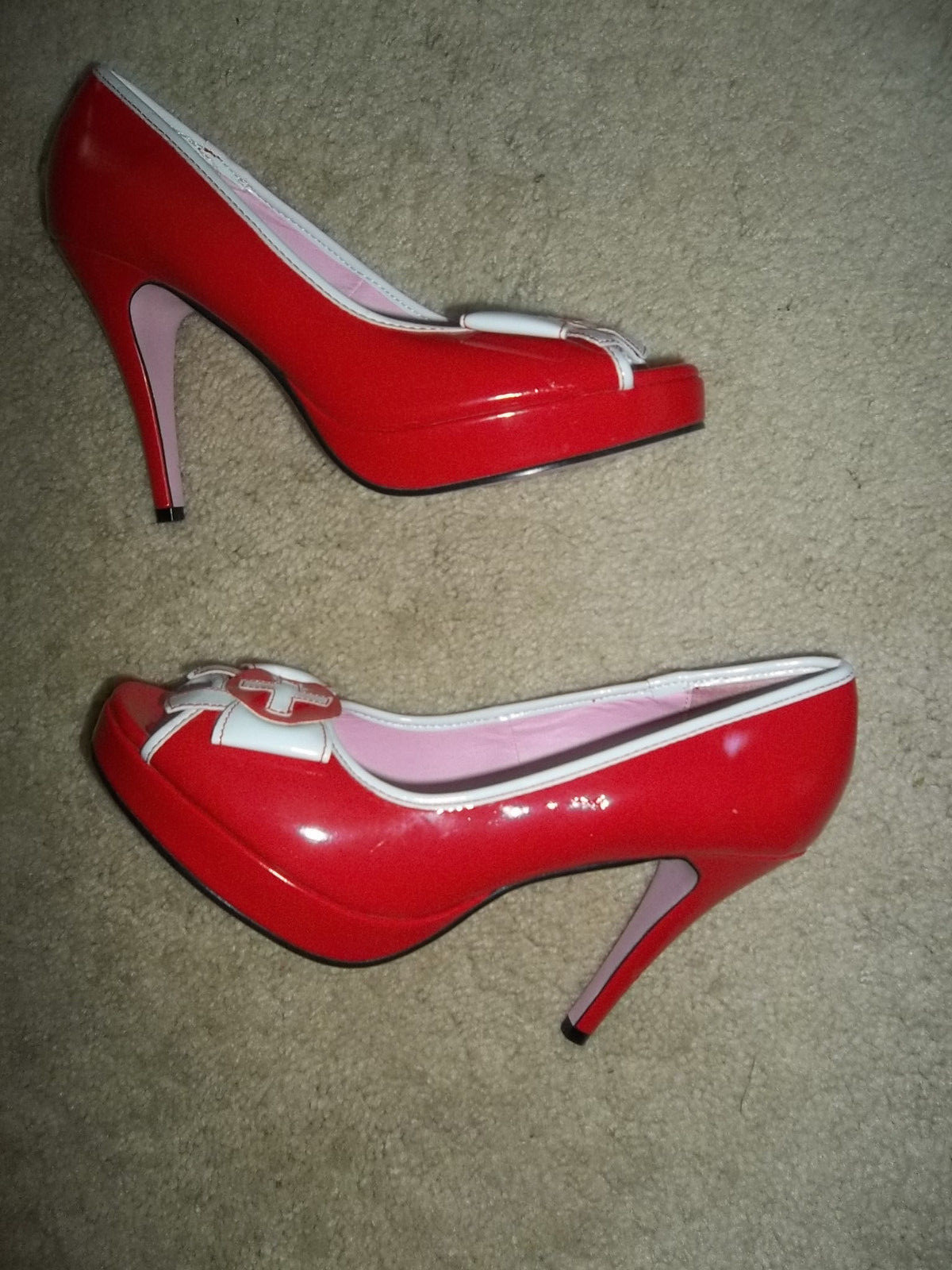 Ellie~ Leg Avenue~ Nurse Heels~ Stiletto~ Patent Leather~COSTUME~SZ 8