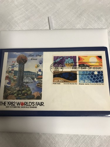 1982 World’s Fair First Day Issue Postcard With Stamps Bonus Matches