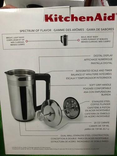 KitchenAid RKCM0512SS Precision Press Coffee Maker, Stainless Steel Scale &Timer