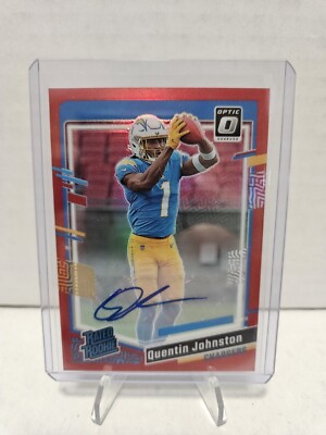Quentin Johnston Donruss Optic Red Auto /75 Rated Rookie Chargers