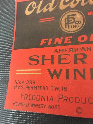 Old Colony Sherry Fine Old Wine Label Bonded Credo is Product Lot Of 10