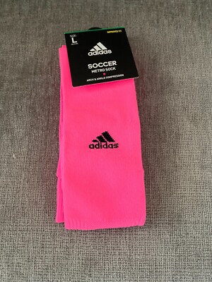 Adidas Adult Metro Soccer Socks, Size Large 1 Pair, Pink