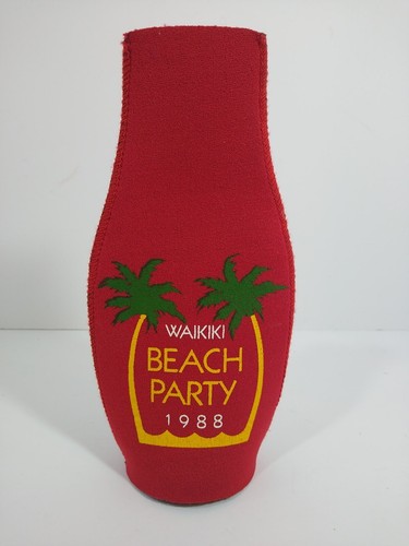 Waikiki Beach Party 1988 bottle Koozie Party Skin Vintage Red White Yellow Green