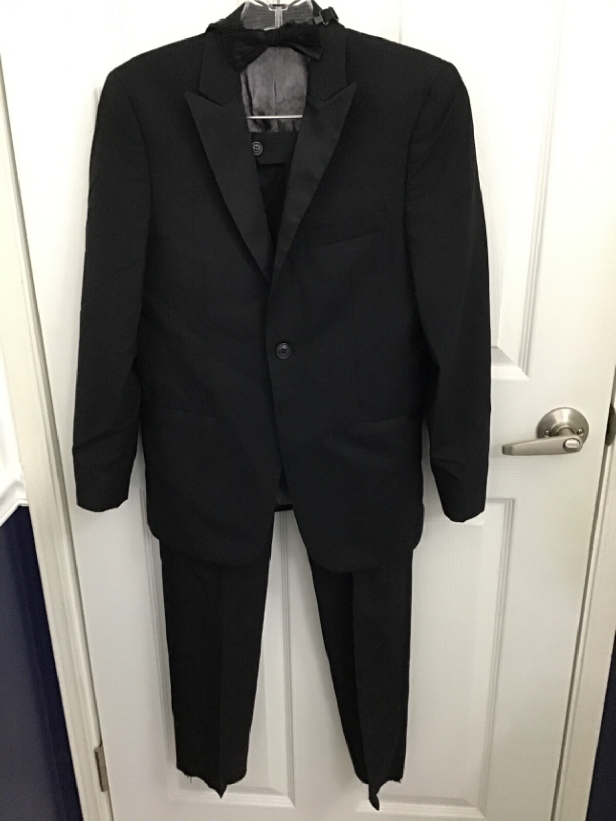 Pino Porte Boys Black Tonal Check Tuxedo Jacket Pants Bow