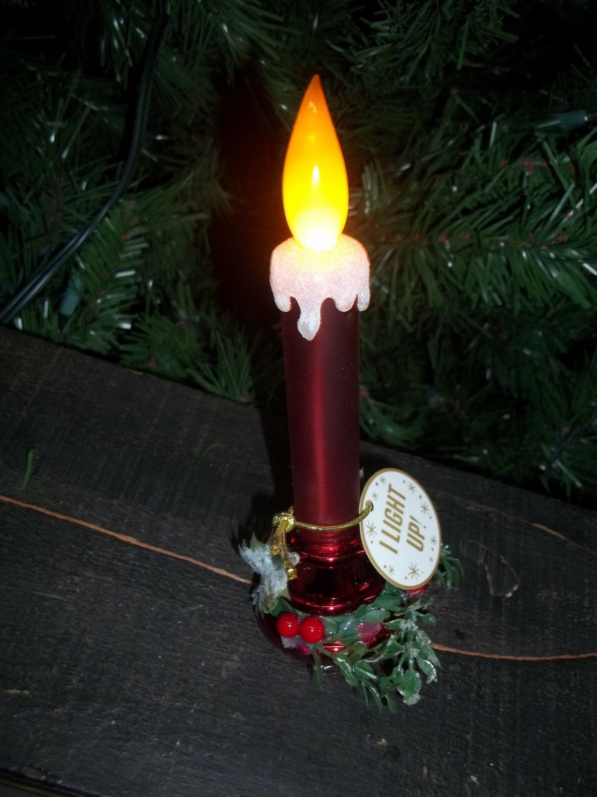 Light Up Candle Stick Clip On Ornament