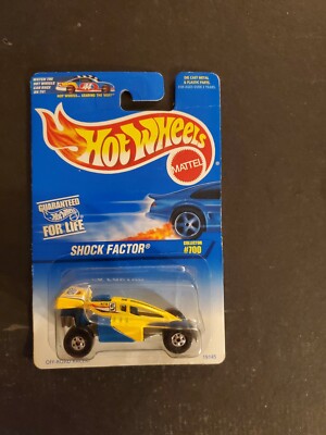 1997 Hot Wheels Mainline, Shock Factor, Blue/Yellow, Collector #700