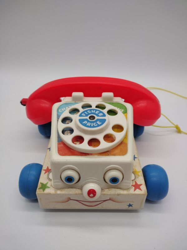 Vintage Fisher Price Chatter Phone Pull Toy Rotary Telephone Model 1985 