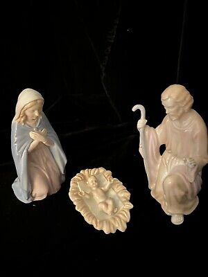 NATIVITY SET by ROMAN 3 piece Mary, Joseph, Jesus Porcelain GORGEOUS