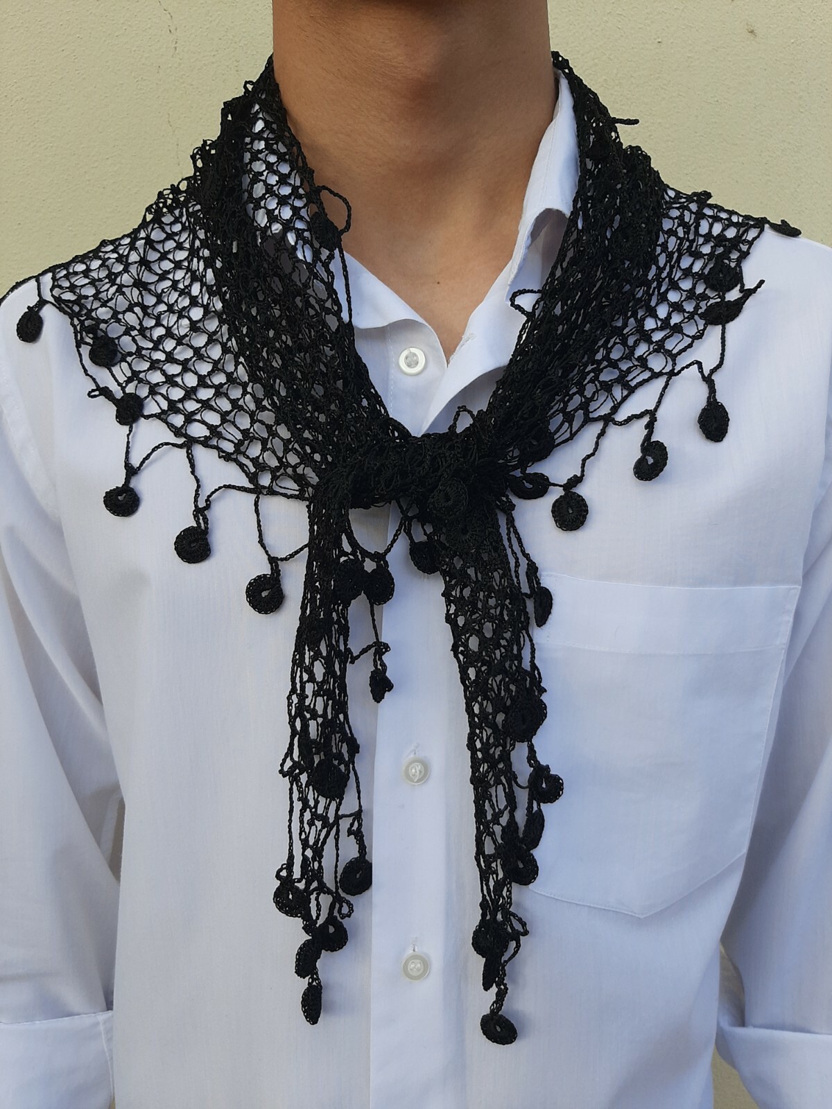 Pre-owned Handmade Traditional Cretan Sariki Turban/bandana/scarf  100% Greek Finest Silk In Black