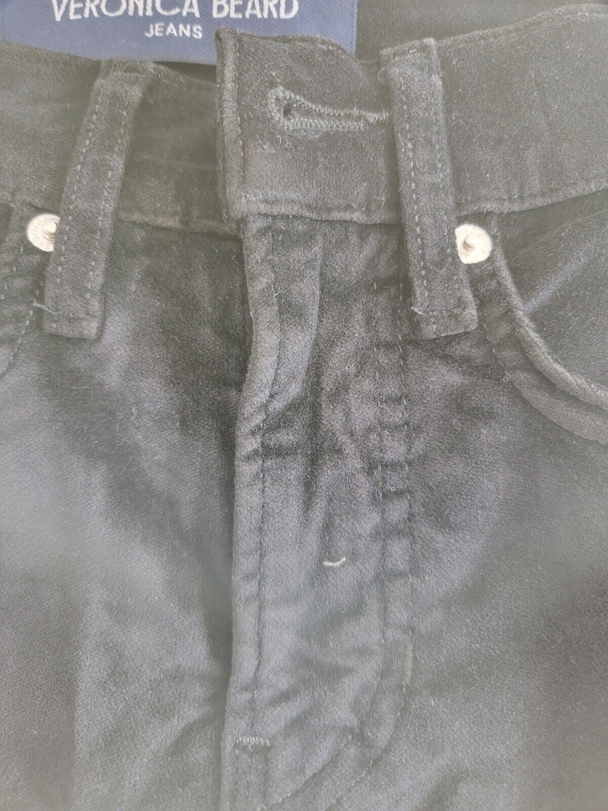 Veronica Beard Sheridan High Rise Bell Flare Velvet Jeans Women's 24 Black Solid - Picture 10 of 18
