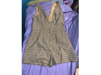 yellow plaid overalls