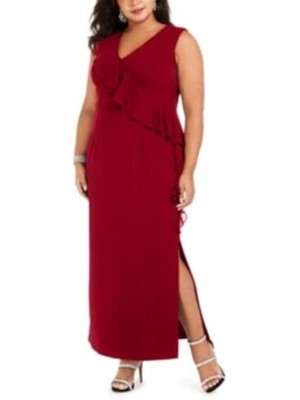 

CONNECTED APPAREL Женское красное длинное платье-футляр с короткими рукавами Plus, Красный