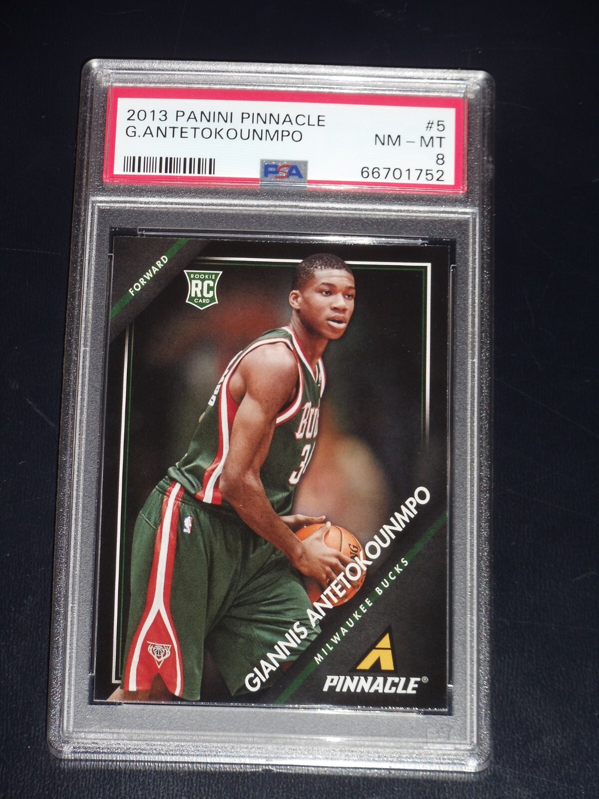 2013 Panini Pinnacle Giannis Antetokounmpo Rookie PSA 8 NM-MT #5