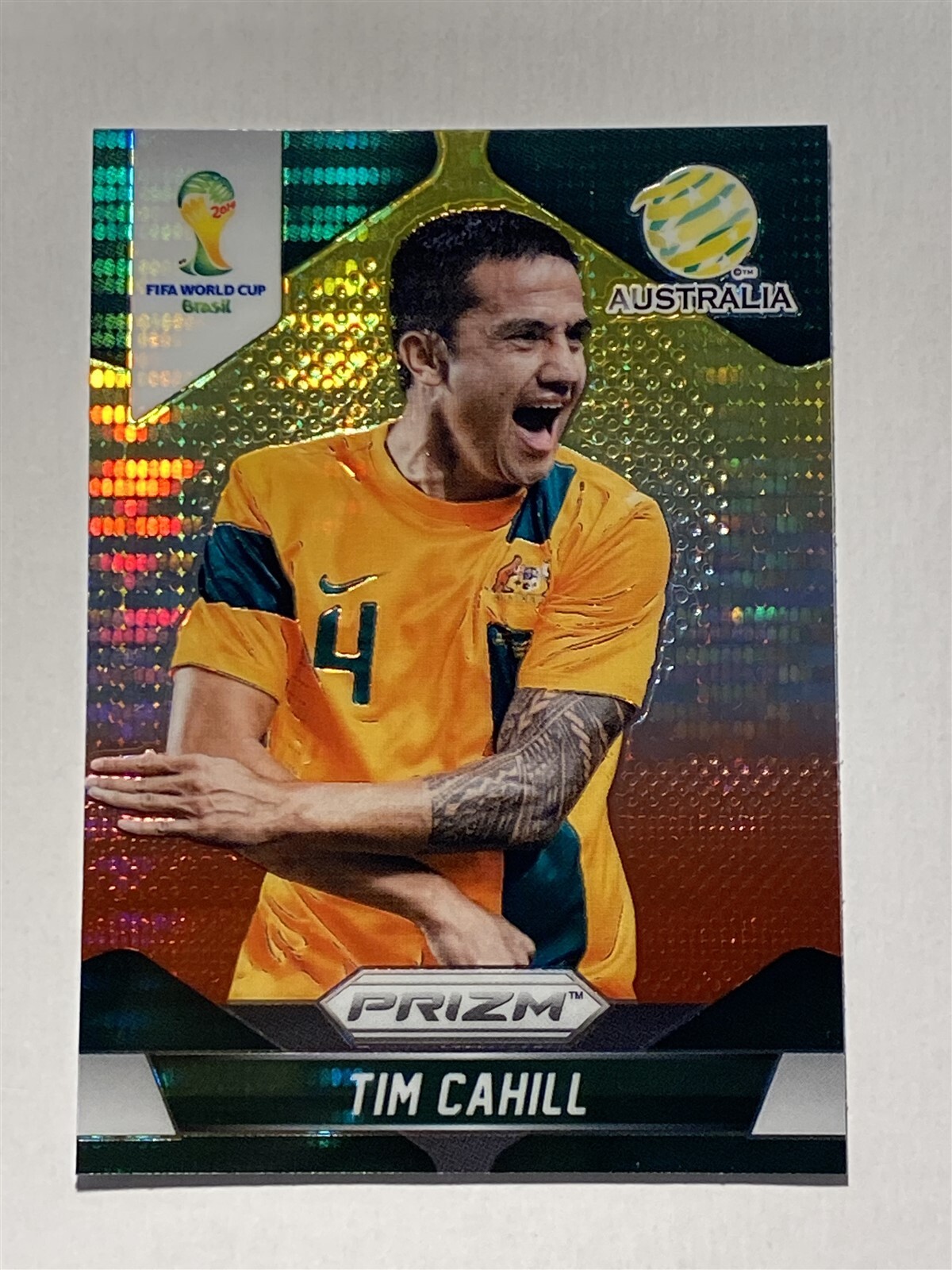 TIM CAHILL 2014 Prizm World Cup #17 Yellow Red Pulsar Prizm