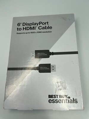 Best Buy essentials 6' foot DisplayPort to HDMI Cable for PC Mac laptop