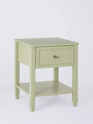 John Lewis Wave 1 Drawer Bedside Table, Light Green