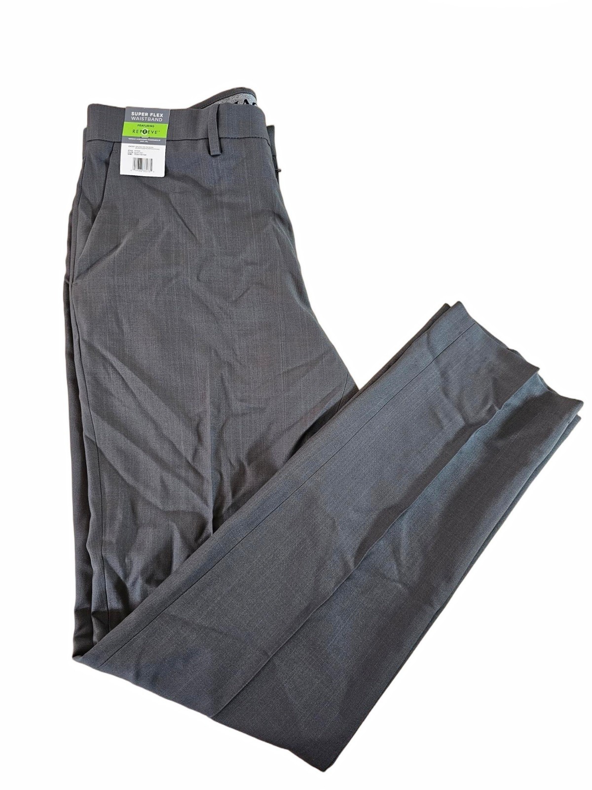 34x34 - GREY - Mens Haggar Performance Comfort Stretch Flat Front Dress Pants