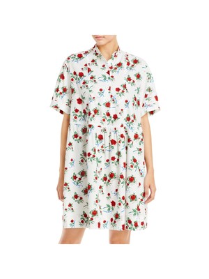 Pre-owned See By Chloé See By Chloe Womens Short Sleeve Crew Neck Above The Knee Shirt Dress In White