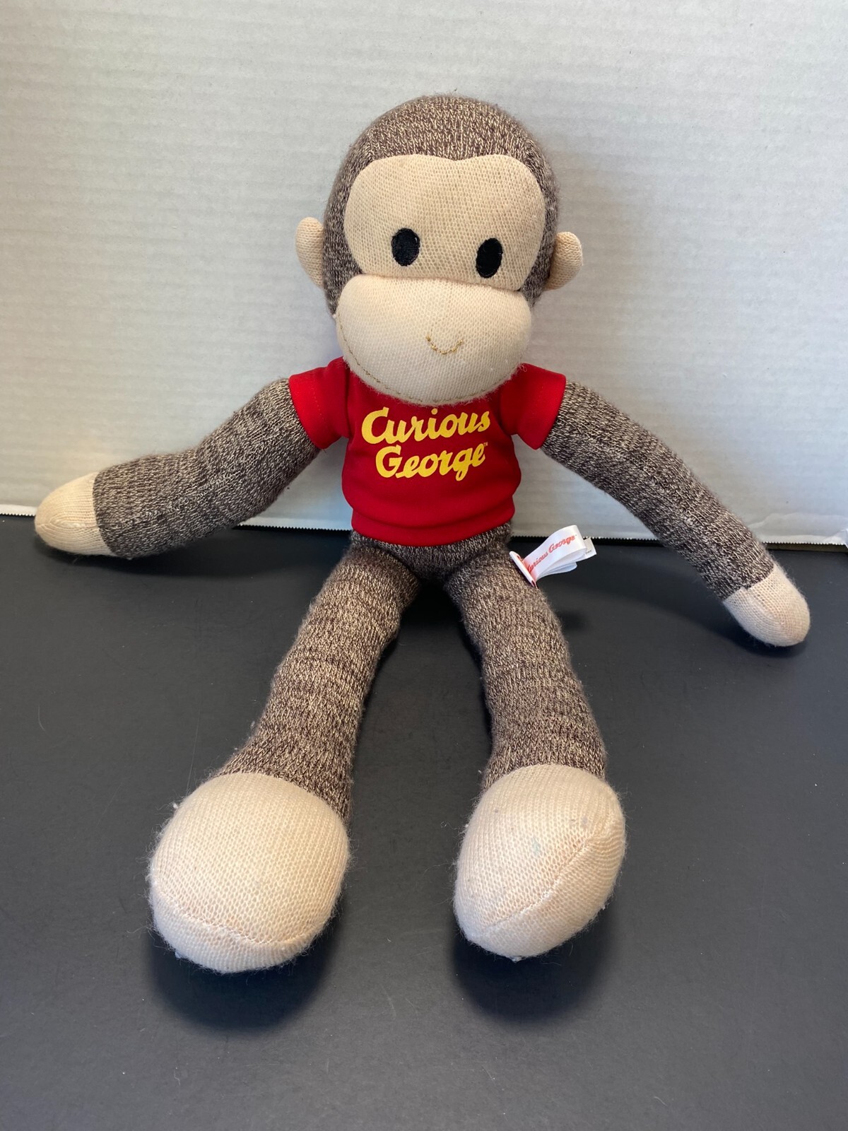 2011 Schylling 20”Curious George w/ Red Shirt Stuffed Plush Sock Monkey Doll