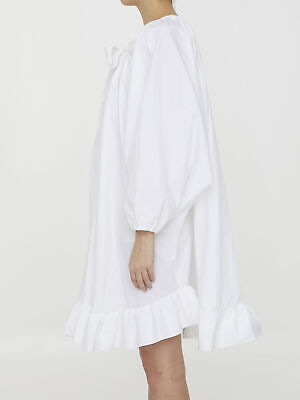 Pre-owned Patou Ruffled Faille Dress In White