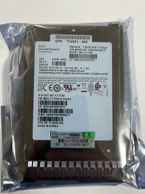 P08609-001 HP 1.92TB SAS 12G Read Intensive 2.5in SC SSD P06586-B21 P19905-B21
