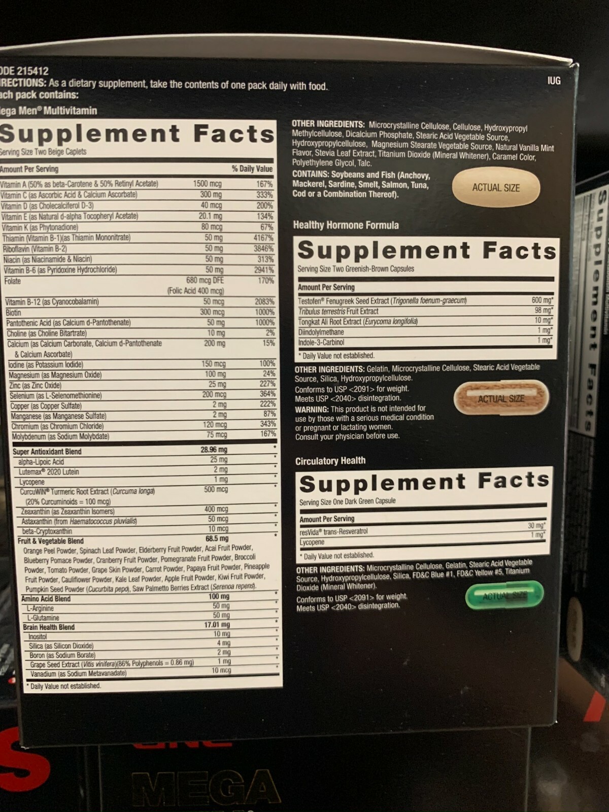 GNC Mega Men Healthy Test Vitapak 