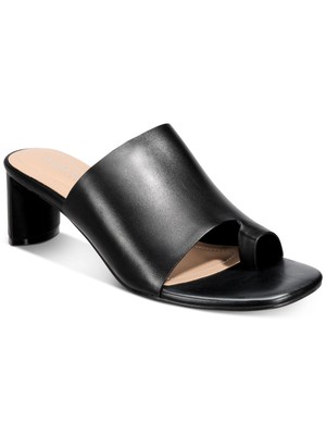 

ALFANI Женские черные кожаные сандалии с ремешком на каблуке Colyerr Toe Block Heel Slip On 8,5 W, Черный, 10011899900