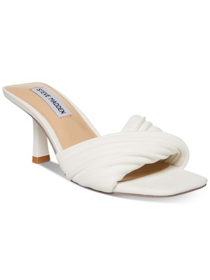 

STEVE MADDEN Женские белые босоножки без шнуровки на каблуке с мерцающим мыском, 9,5 м, Белый, TWIN02S1