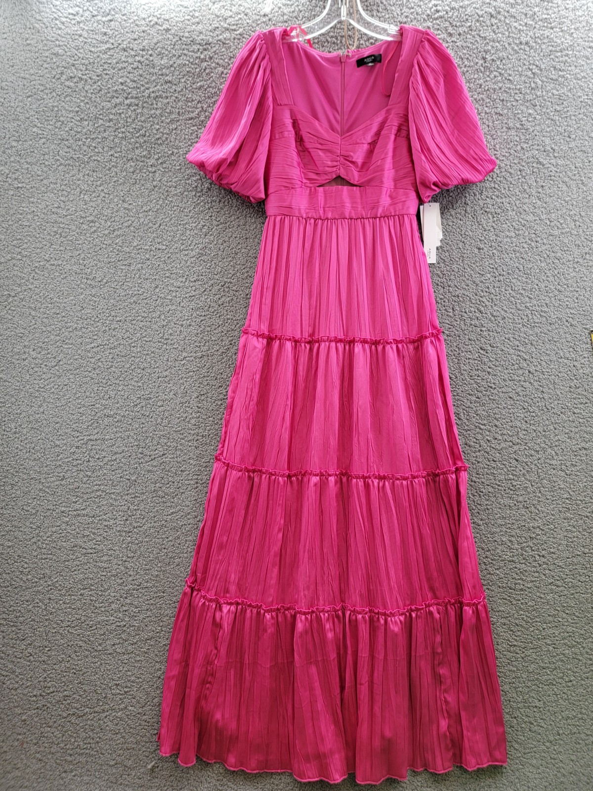 AQUA Formal Pleated Cutout A-Line Dress Women's 0 Pink Back Zipper Closure - Picture 2 of 19