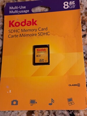 Kodak 8gb Secure Digital SDHC memory card storage 8 gb Class 4 retail pack