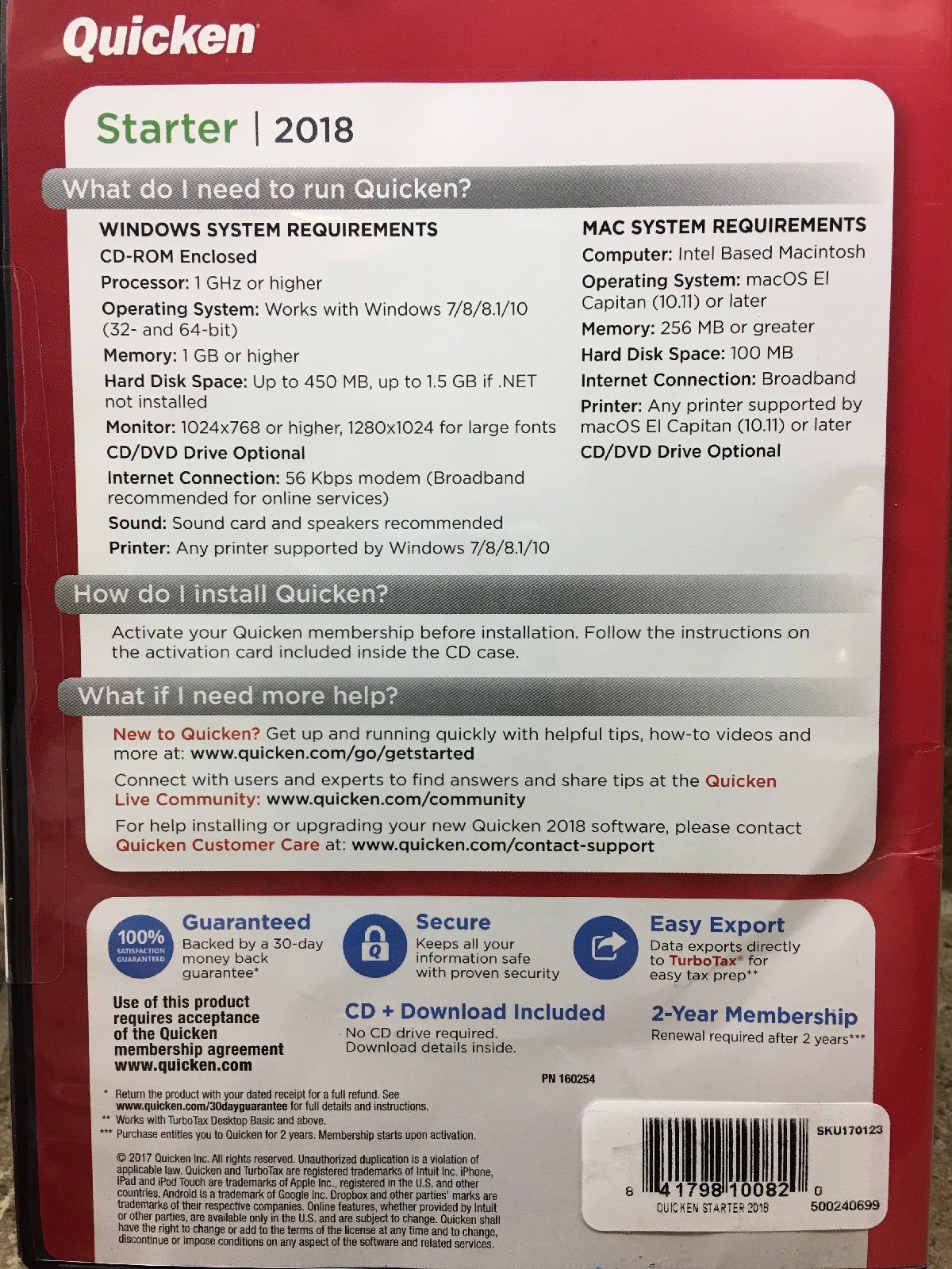 Quicken Starter 2018  Compatible with Win & Mac 2 year membership NEW FREE SHIP!
