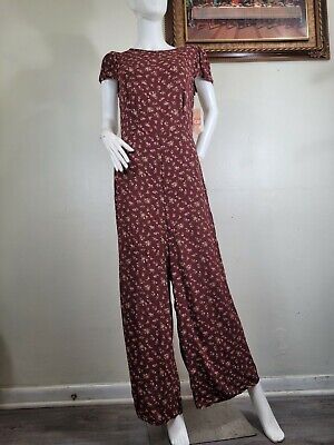 GB Gianni Bini Women's Brown Floral Jumpsuit Outfit NEW size L ¿
