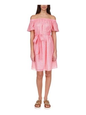 Женское платье-сорочка с коротким рукавом и белым галстуком на подкладке от MICHAEL MICHAEL KORS XXS