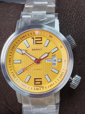Berny Sport Men 42mm All SS Lume Dbl Sapphires 200M Compressor Auto Dive Watch