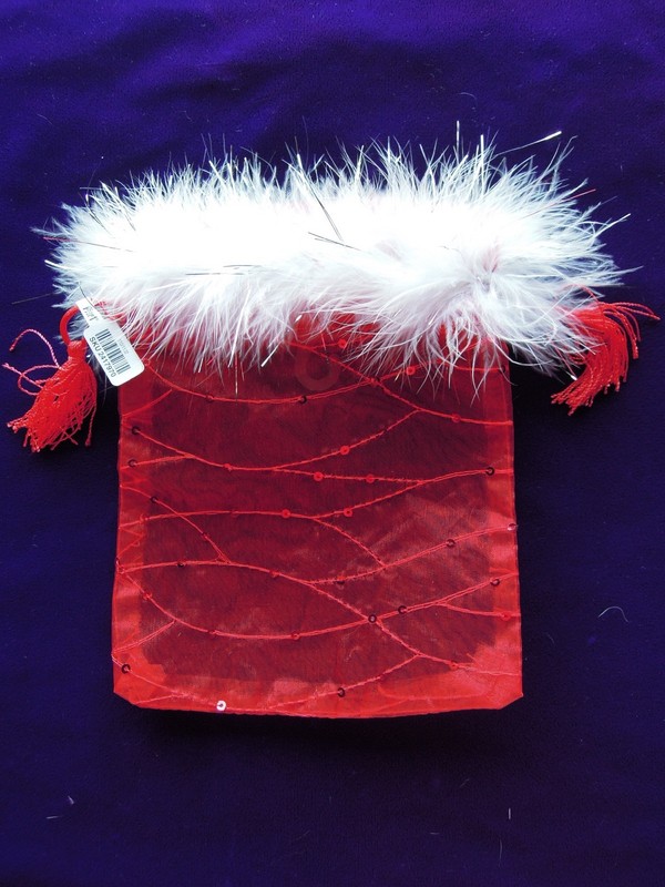 PIER 1 Red Organza Gift / Candy Bags w/ Red Sequins & White Feathers Lot of 13