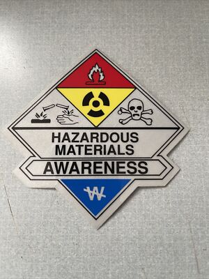 REFLECTIVE HAZARDOUS MATERIALS AWARENESS STICKER ~ 3  X 3  ~ DECAL ~ NOS