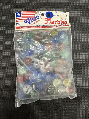 Vintage NOS Vitro Agate Cats Eye Glass Marbles 75 Count West Virginia USA