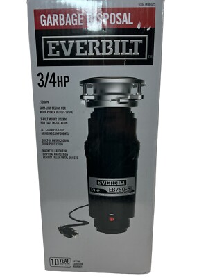 Everbilt Garbage Disposal 3/4HP Slim Continuous Feed Stainless Steel Sink Flange