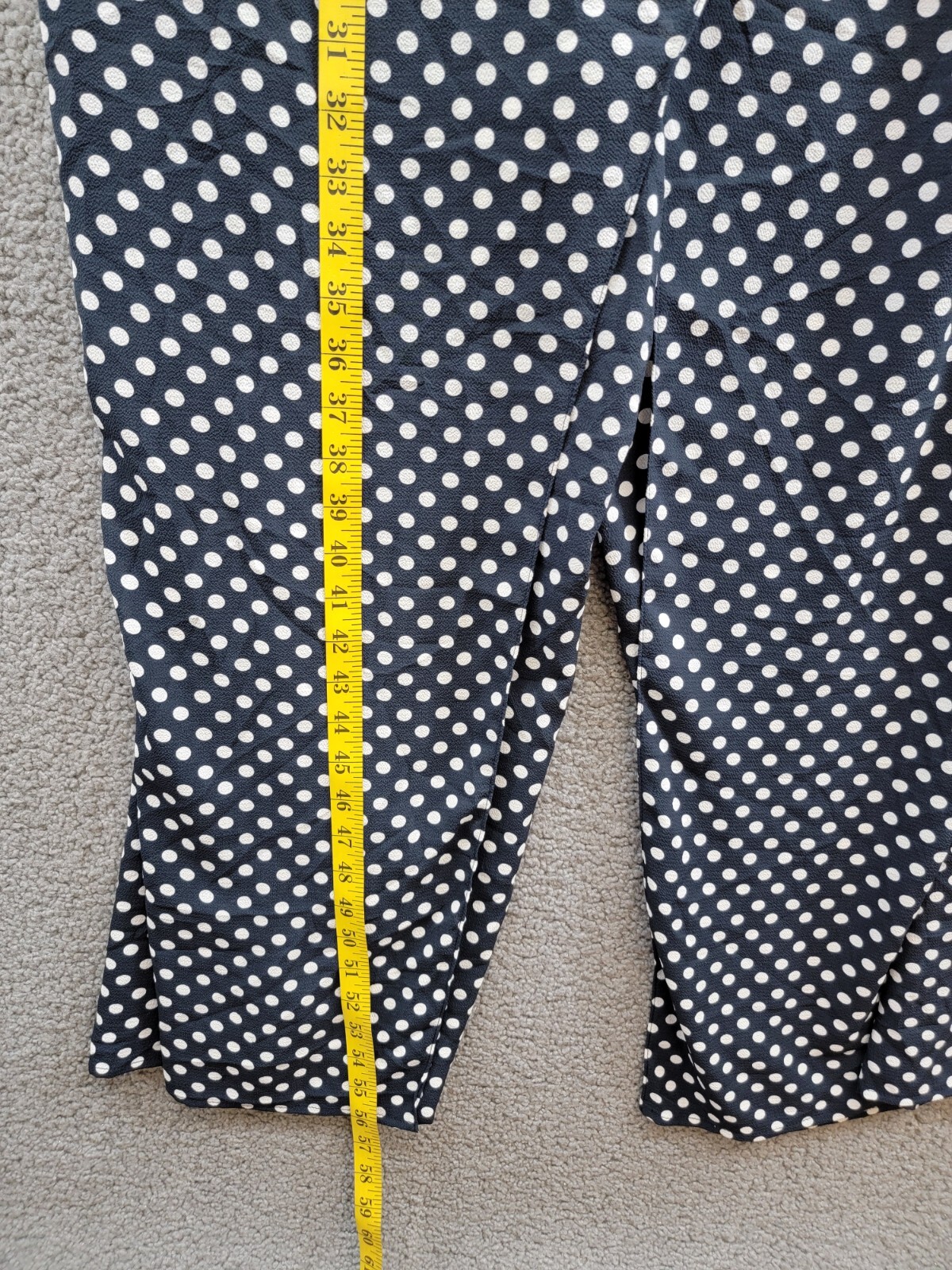 London Times Plus Polka-Dot Crepe Jumpsuit Women's 16W Navy/White Surplice Neck - Picture 8 of 17