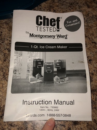 Chef Tested Monthomery Ward 1 Qt Ice Cream Or Yogurt Maker, Electric, Blue