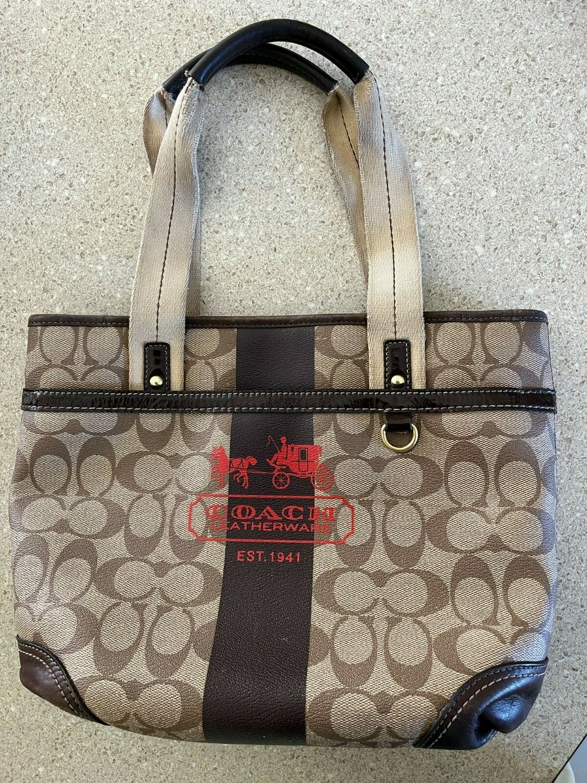 バッグ Coach Handbag Rank A COACH Chelsea Heritage Stripe bag, #B0873-11349 beige and