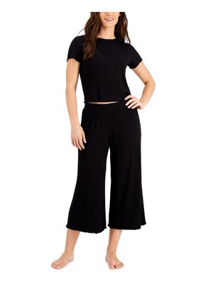 

ALFANI Intimates Черные широкие брюки-капри для сна, Черный