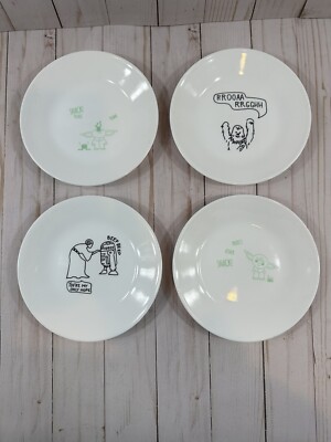New! Corelle Baby Yoda, Chewbacca, Leila-w-R2D2 Plates 6.75  Star Wars Set Of 4