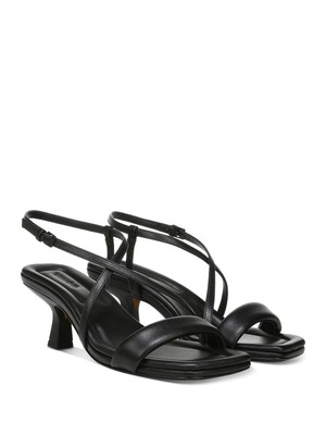 

Женские черные кожаные босоножки на каблуке VINCE CAMUTO с хлопковым носком на каблуке-рюмочке, размер 7,5 м, Черный, H9498L1