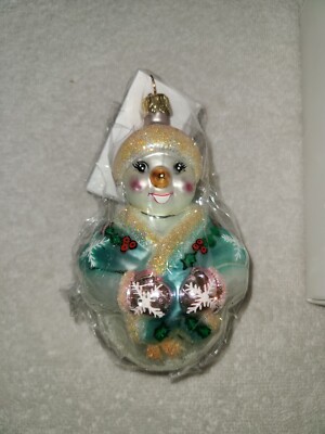 NEW CHRISTOPHER RADKO 1998 JOLLY WRAP JUNIOR SNOWMAN DIABETES CHRISTMAS ORNAMENT