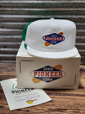 2 VTG 1991 Pioneer Seed Corn Snapback Trucker Hats 65th Anniversary NIB Cap Farm